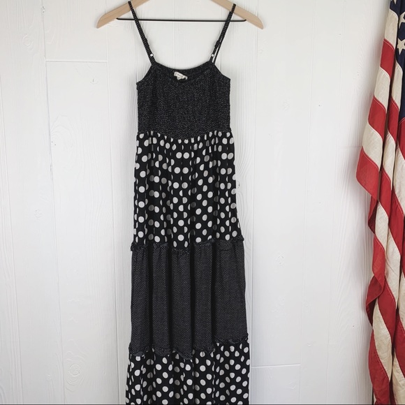 easel Dresses Easel Tiered Polka Dot Smocked Maxi Dress Poshmark